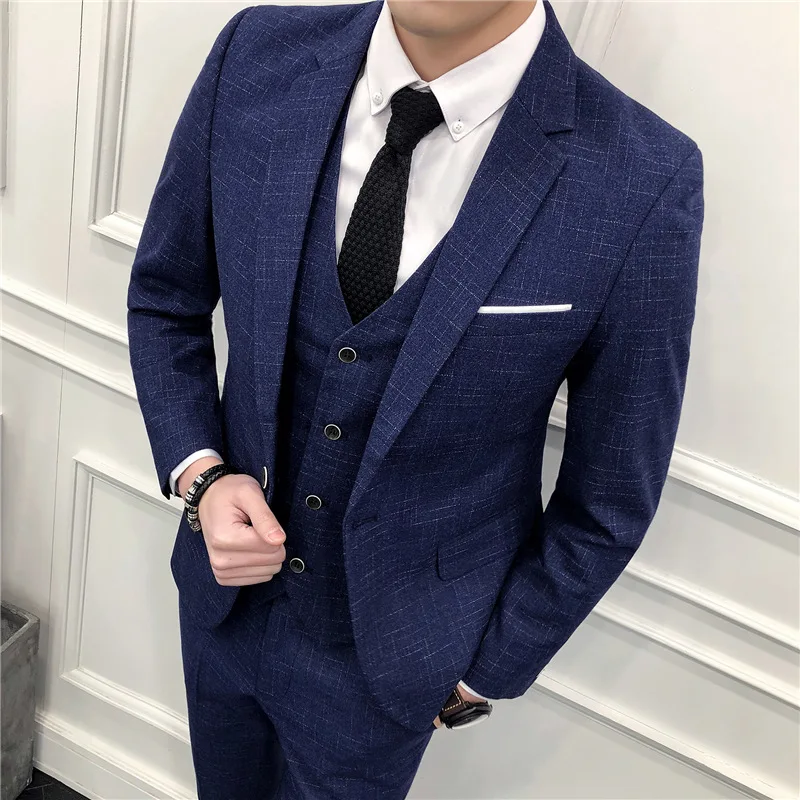 Business Casual Suit The New Bridegroom Marry Formal Wear Trend Handsome Male Dress Three-piece Suit Men Suits for Wedding