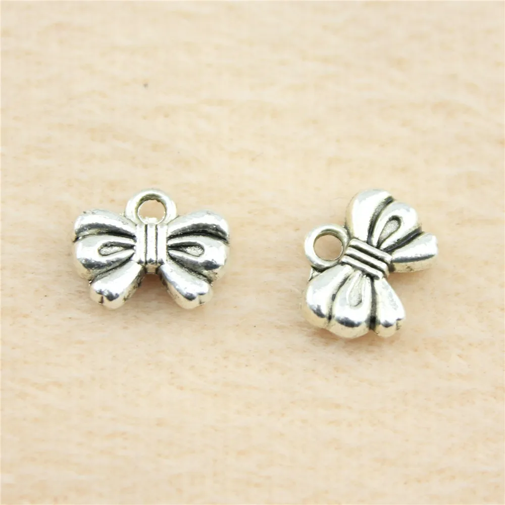 

73pcs/lot 12*10mm ancient silver Tiny Bow charm Pendants DIY jewelry for bracelet necklace earring