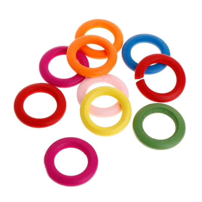 10 Pcs/Set Wooden Ring Parrot Toys Bite Chew Play Natural Colorful Rings Decoration Birds Parakeet Toy DIY Accessories