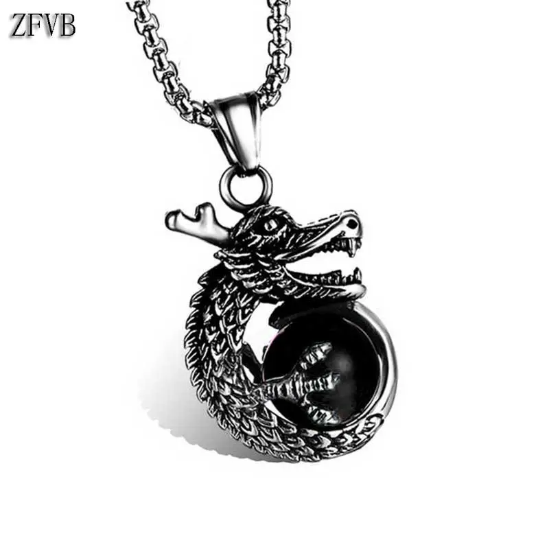

ZFVB NEW Punk Dragon Necklaces For Men Rock Style 316L Stainless Steel Vintage Necklace Pendants Men's Jewelry Link Chain