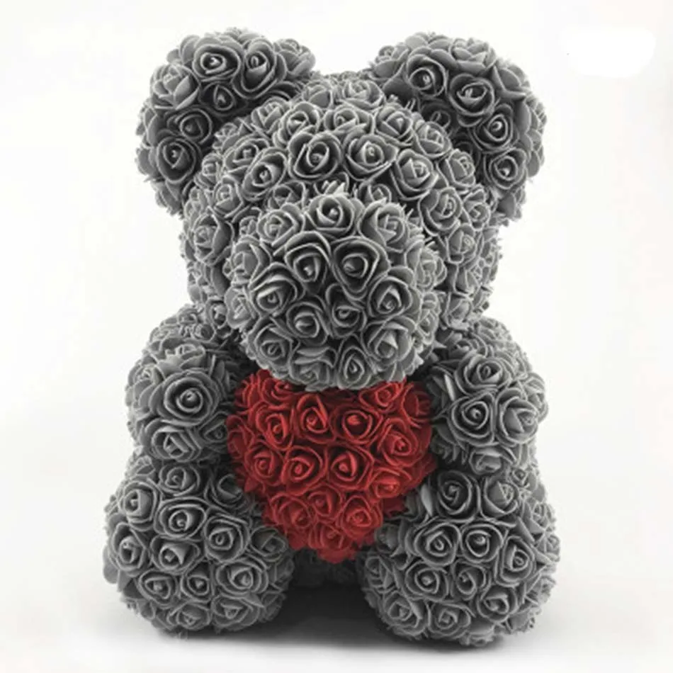Подарок на день Святого Валентина 40 см и 25 см PE Rose Bear DIY Украшение для свадебной вечеринки и новогоднего подарка - Цвет: 40cm