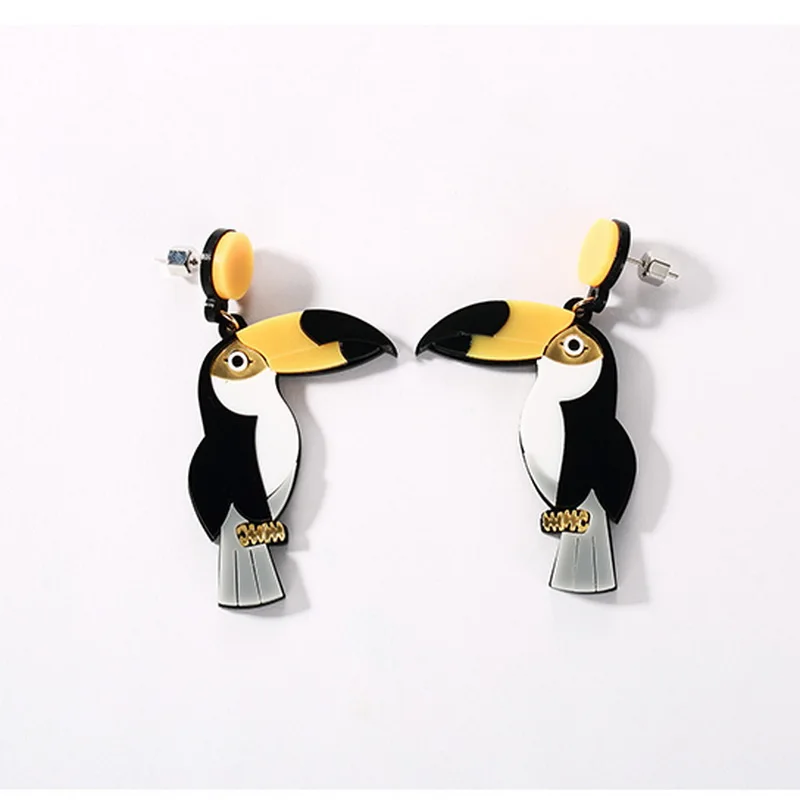 Toucan Birds Statement Bird Parrot Earrings Acrylic Owl 2016 Jewelry For Girls Women Gift Cartoon Child Earrings Accessories