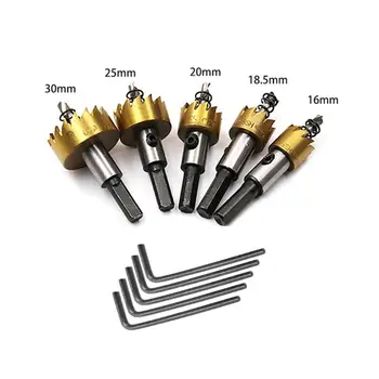 

5pcs HSS Drill Bit Saw Set Metal Wood Drilling Hole Cut Tool For Installing Lock