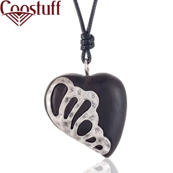 

New Sandalwood Necklace Women with Heart Pendant necklaces & pendants Vintage Jewelry Wholesale collares mujer colar choker 2020