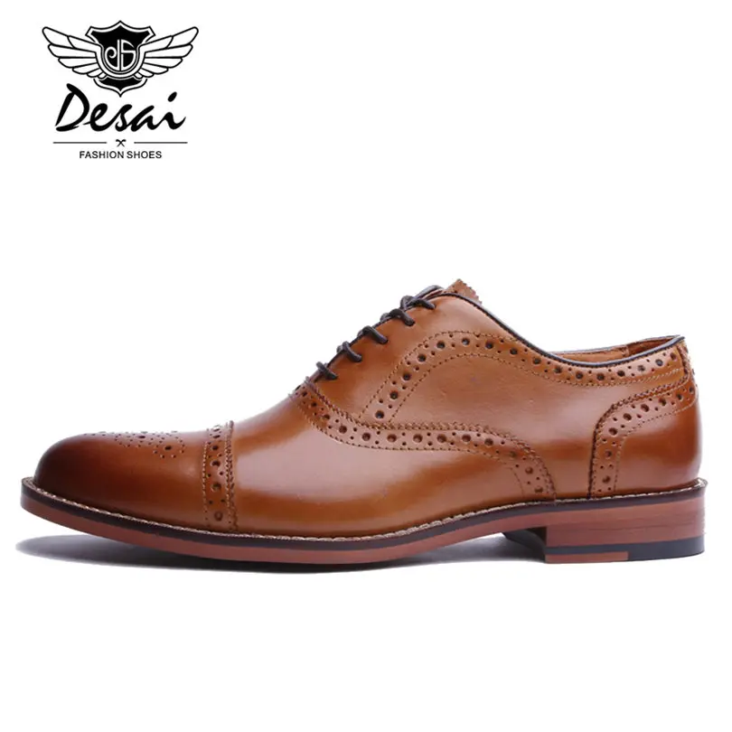 Desai De Style Britannique Hommes up Bullock Black Véritable Oxford En Cuir Robe Appartements Sculpté Dentelle D'affaires Richelieu Marque Chaussures brown 7gyb6fYv