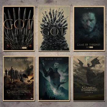 

Game of Thrones Season 8 Poster 2019 New Movie Posters Art Retro Wall Pictures for Living Room Decor Wall Sticker