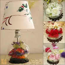 Сохранилось Свежий цветок стекло настольная лампа мода спальня ночники современный краткое деревенский настольная лампа