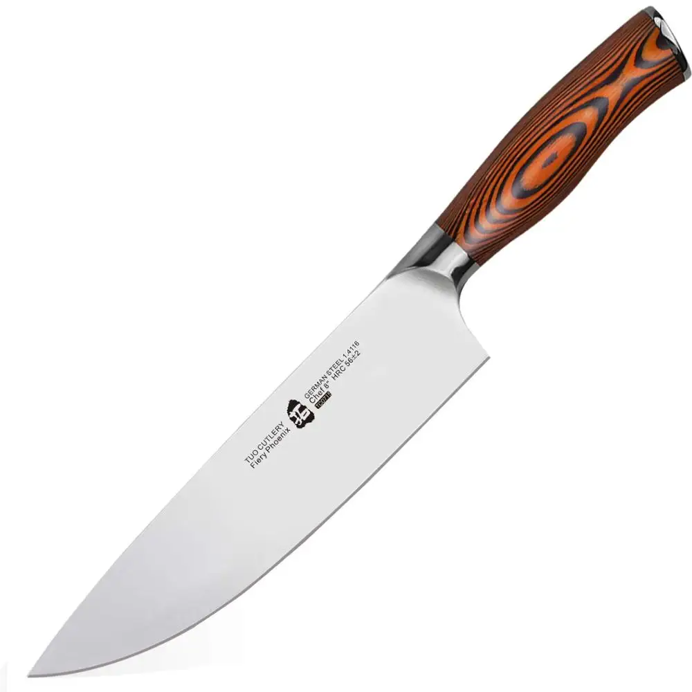 

TUO Cutlery Chef Knife - German HC Stainless Steel Multipurpose Kitchen Chefs Knife, Ergonomic Pakkawood Handle - Gift Box - 8"