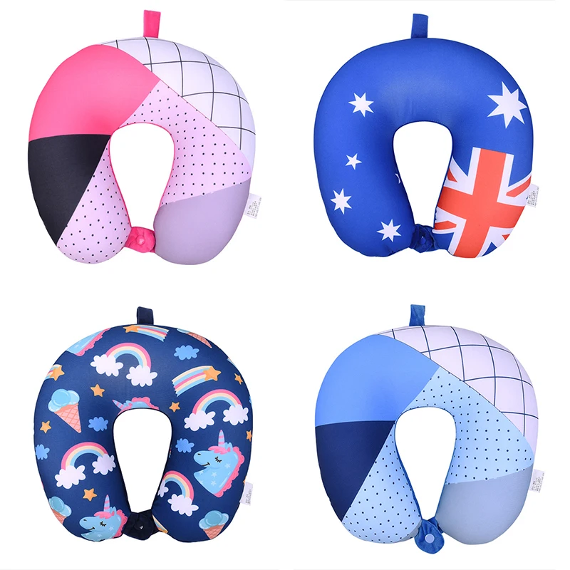 

1PC Print Pattern Neck Pillows U Shaped Pillow Cushion Pattern Car Neck Protection Foam particles Pillows travel pillow neck