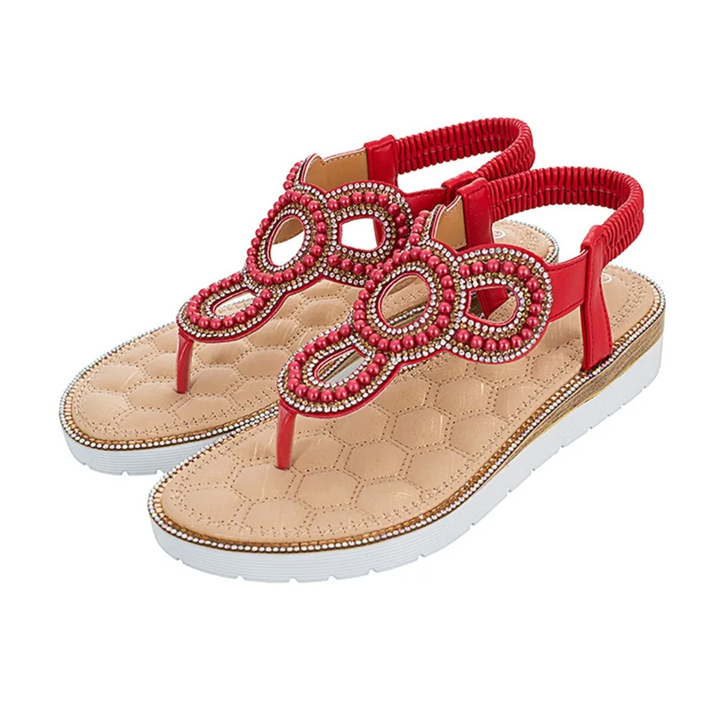 

SAGACE Women's Sandals Flat Bohemia String Bead shoes woman women\x27s shoes women comfy platform sandal shoes Summer Apl29