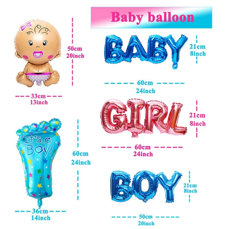 19pcs Baby Shower Foil Balloons Birthday Party Decorations Its A Boy Girl Gender Reveal Supplies BabyShower 12inch Latex Balls