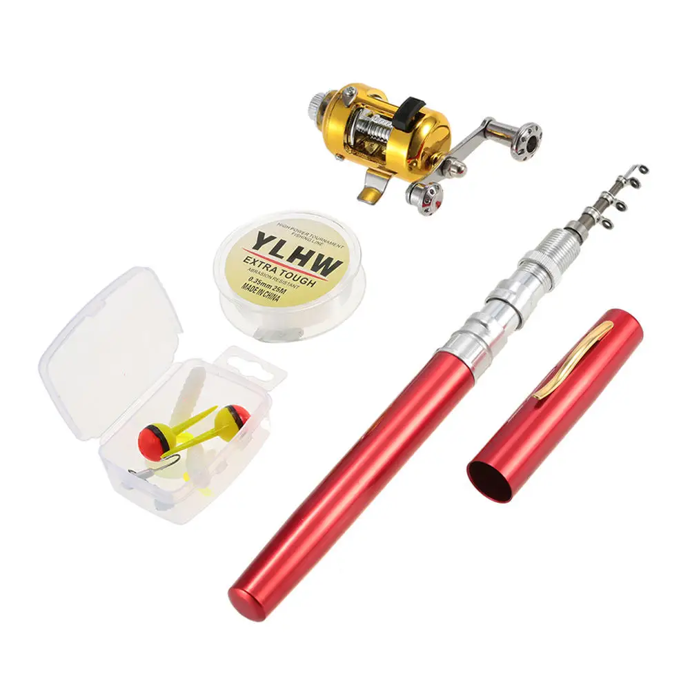 Lixada Fishing Rod Reel Combo Set Mini Telescopic Pocket Pen Fishing Rod  Pole + Reel + Line + Soft Lures Baits Hooks for Pesca