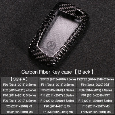 Чехол для ключей из углеродного волокна TPIC, автомобильный брелок для ключей, Стильный чехол для BMW F30 F10 G30 M5 M6 X1 X5 X6 3 Series 5 Series - Название цвета: Key Case Black