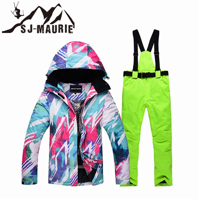Женский зимний костюм, комплект одежды, лыжные костюмы, водонепроницаемая ветрозащитная зимняя одежда для горного сноуборда, лыжные куртки+ зимние комбинезоны, штаны - Цвет: 04