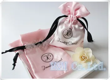 

Customized Logo Satin pouch Drawstring Jewelry Gift Bags free shipping