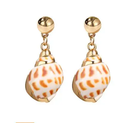 Fashion 2019 Natural Sea Shell Drop Earrings For Women Colorful Painted Shell Beads Pendant Earring Summer Beach Jewelry Brincos SHBE-E012