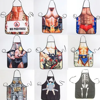 

1Pc Men Style Polyster Cooking Aprons Funny Novelty BBQ Party Home Kitchen Cooking Apron For Man