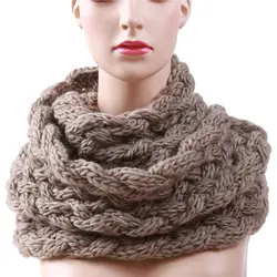 Зима Осень кабель кольцо шарф для женщин вязание бесконечность шарфы для трикотажные теплые шейный шарф Bufandas Cuellos