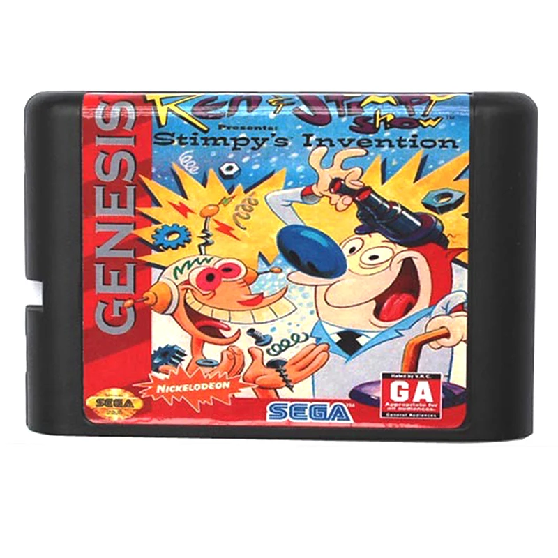 

Ren & Stimpy Show Presents Stimpy's Invention for 16 bit Sega MD Game Card for Mega Drive for Genesis US PAL Version Console