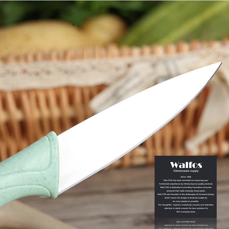 WALFOS, Высококачественный нож из нержавеющей стали+ Овощечистка, фруктовый Набор ножей, циркониевый набор кухонных ножей, Овощечистка, ножи