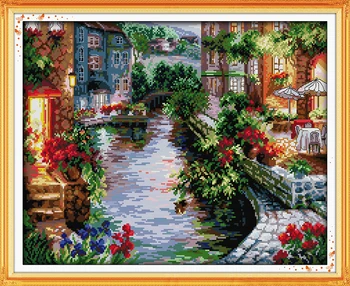 

The Lakeside Houses Counted Cross Stitch 11CT 14CT Cross Stitch landscape Cross Stitch Kits for Embroidery Home Decor Needlework