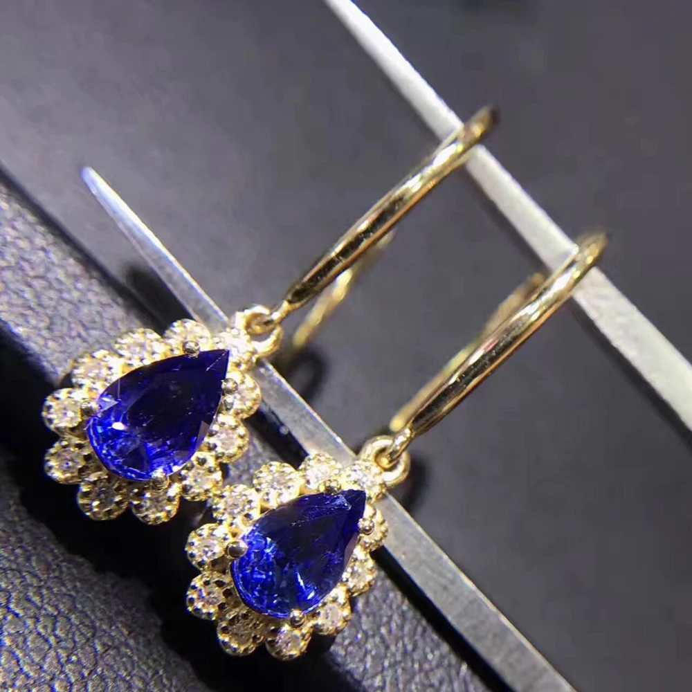 

Sapphire Diamond Earrings Pendant Rings 18K White Gold Blue Customized Jewelry For Women Fine Jewelry Wedding/Engagement/Party