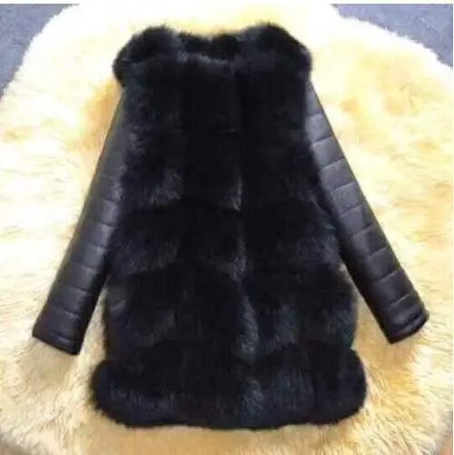 Lisa Colly высококачественное Женское пальто из искусственного лисьего меха, куртка из искусственной кожи с длинными рукавами, теплое зимнее пальто, пальто, плотное меховое пальто, верхняя одежда