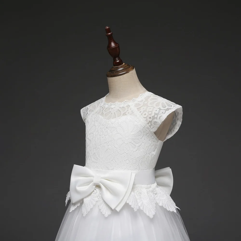 Lace Teen Girls Dress 2018 New Tule Child Wedding White Princess Pageant Gown Bridesmaid Dresses For Kids Party Evening Clothing (7)