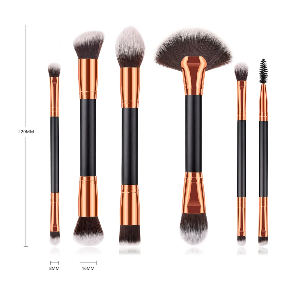 

6PCS Powder Eyeshadow Applicator Double Ended Make Up Supplies Portable Eye Shadow Brushes 3 Colors Makeup Brush Set S11