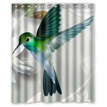 

Cheap Beautiful Hummingbird Colorful Art Flower Waterproof Bathroom Shower Curtain Bathroom decor 60x72inch 152x183cm