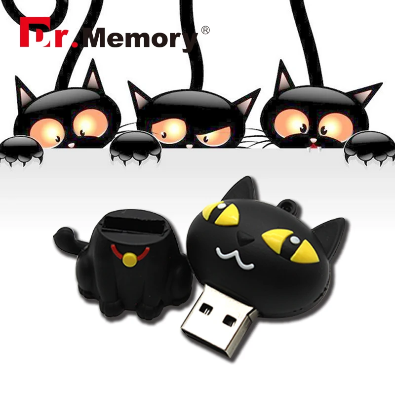 

USB Flash Drive Cat Model Pen Drive Lovely Black Cat Flash Card 4GB 8GB 16GB 32GB Pendrive USB Stick Full Capacity