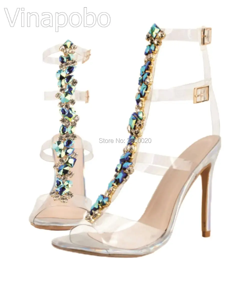 clear stiletto heels with diamonds