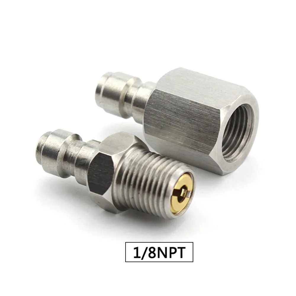 

PCP Airforce Paintball 8mm Fill Nipple 1/8NPT Quick Female Plug Male Plug Coupler Fittings Air Socket Stainless Steel 2pcs/set