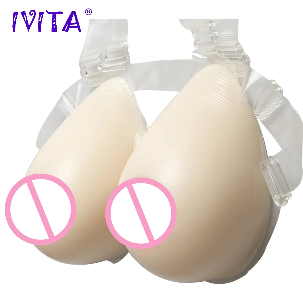 

IVITA 1200g Silicone Shoulder Straps Breast Forms Fake Boobs For Crossdresser Drag Queen Shemale Mastectomy Bra Transgender Gift