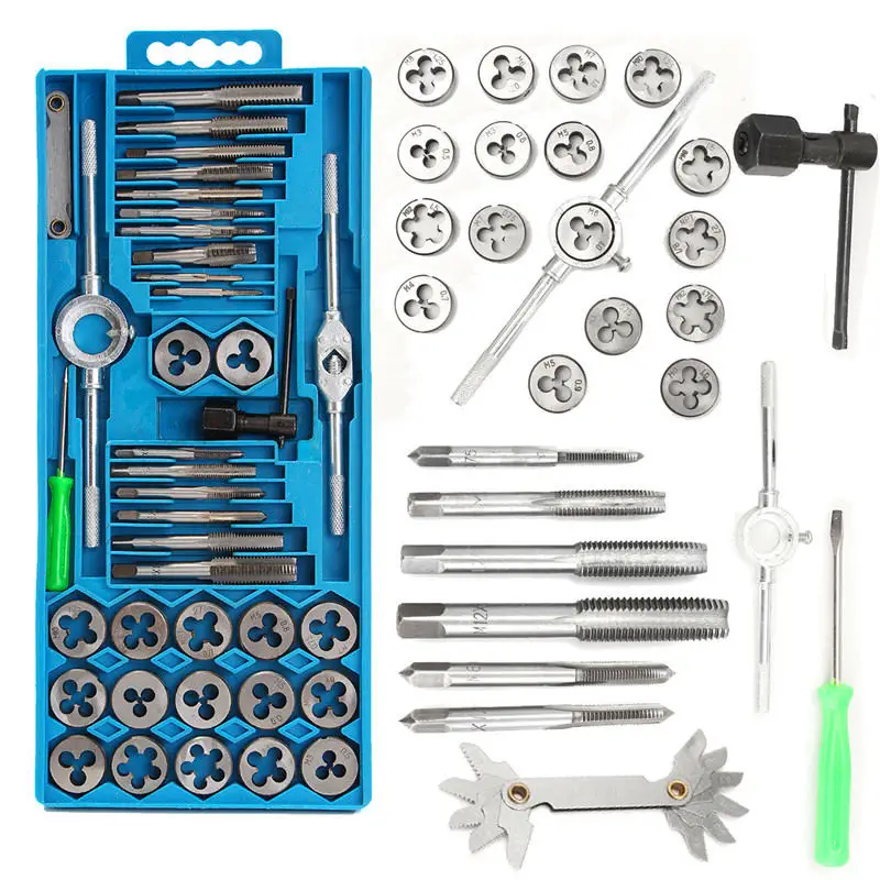 

40pcs/set Metricing Tap Wrench Tip and Die Pro Set M3-M12 Screw Thread Metric Plugs Taps Nut Bolt Alloy Metal Hand Tools