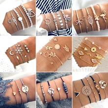 30 estilo brazalete bohemio elefante conchas de corazón estrella Luna arco mapa brazalete con cuentas de cristal mujeres encanto fiesta boda joyería Accesorios(China)