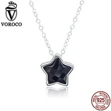 VOROCO Pure 925 Sterling Silver Goldstone Aventurine Stone Chian Star Necklaces & Pendants For Women Wedding Fine Jewelry VSN043