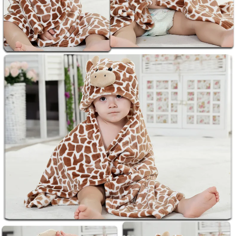 Жираф медведь в форме ребенка с капюшоном халат мягкий младенческой новорожденных банное полотенце
