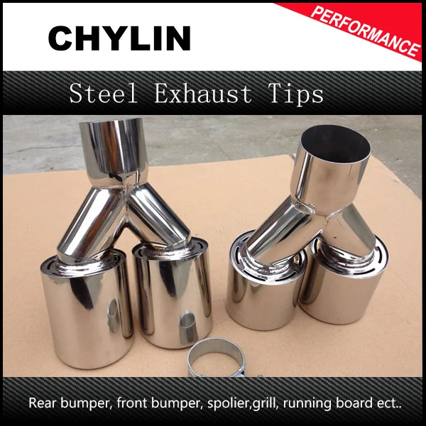 1Pair ID:51mm OD:76mm Dual Car Stainless Steel Chrome Round Tail Muffler Tip Pipe Automobile Exhaust Pipes Tips stainless steel dual exhaust muffler tip tail pipe for bmw f30 320i 316i car styling