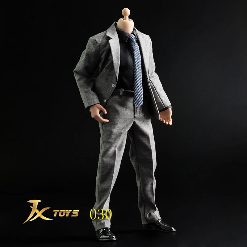 

JXTOYS-030 1/6 scale handsome business suit male man clothing set with waistcoat and leather shoes for 12' narrow shoulder body