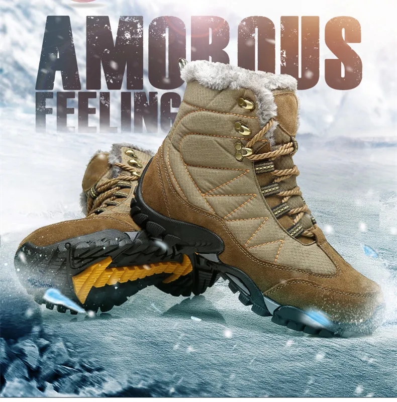 

2018 new warm boots with velvet padded middle tube soft non-slip snow boots men's shoes