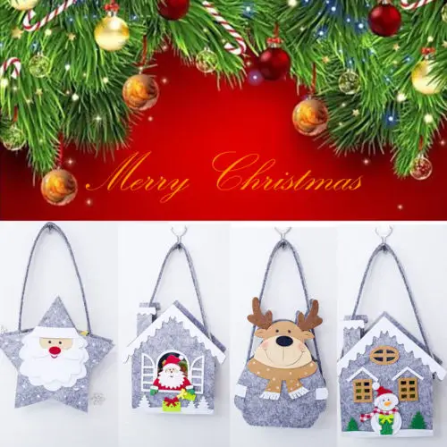 Xmas Санта Клаус подарочные пакеты с Рождеством Сумка снеговик конфетами