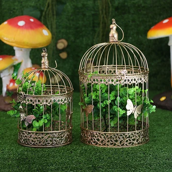 

Wrought iron golden bird cage Wedding props decoration, window decoration, Wedding decoration flower cage decoration
