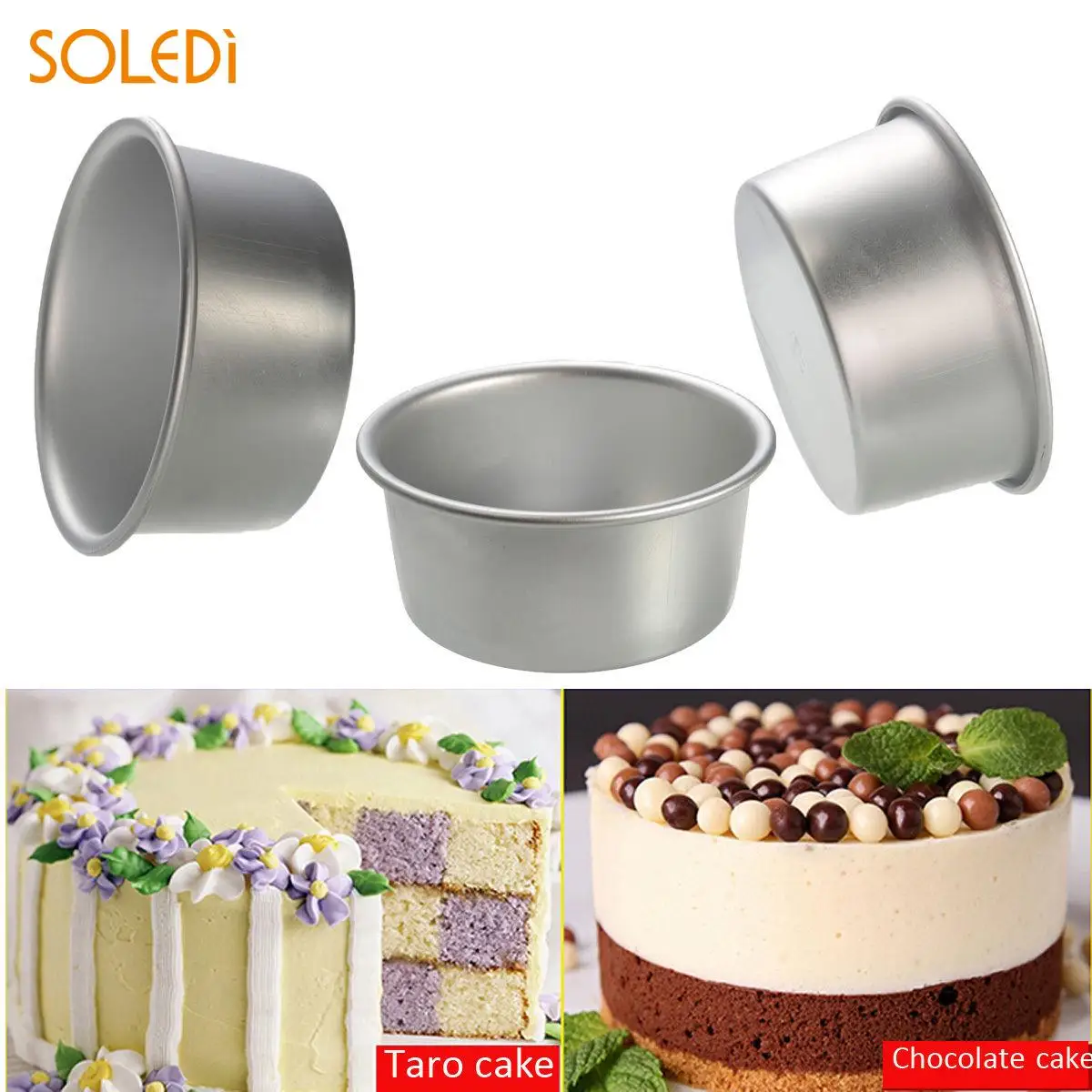 

2" Round Cake Pan Aluminum Alloy Removable Bottom Round Cake Mould Pan Tin Mold Bakeware Tray Kitchen Products Baking Tools