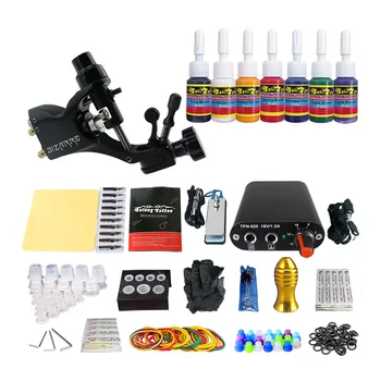 

Complete Tattoo Kit Professional 1Pcs Rotary Tattoo Machine Gun Power Supply Needles Tips Grips Tattoo Supplies For Body Art