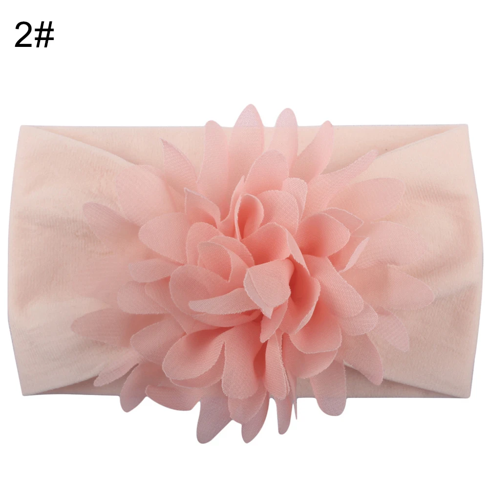 Baby Girls Solid Color Bow Flower Elastic Headband Turban Princess Hairband for kids baby girls