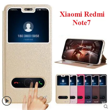 

Xiaomi Redmi Note 7 case,Business View Window PU Leather Case For xiaomi redmi note 7 pro cover case fundas coque