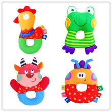 Мультяшный Колокольчик в виде животных, плюшевое мягкое детское тканевое кольцо, плюшевая погремушка, колокольчик, игрушка для новорожденных, подарок на день рождения, 4 шт. в партии