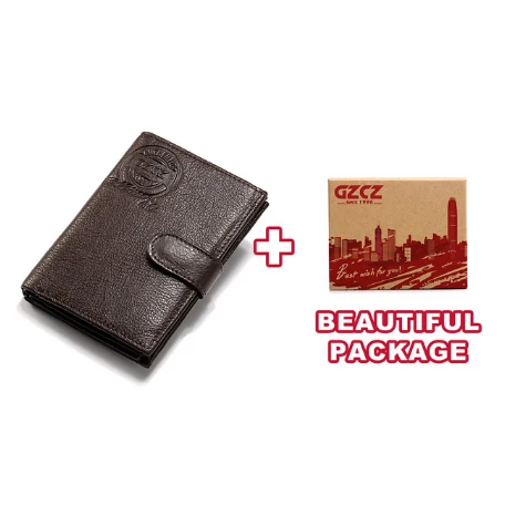 GZCZ мужской кошелек из натуральной кожи, держатель для паспорта, портмоне, волшебные кошельки, Portomonee Rfid Walet, Обложка для паспорта, портфель для мужчин - Цвет: Coffee-BOX