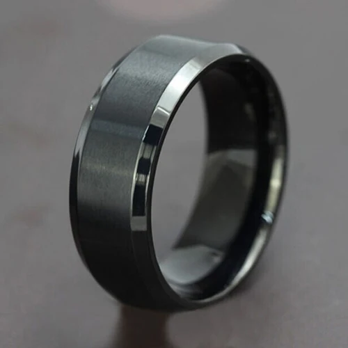 8MM Titanium Steel Band Ring Men Wedding Engagement Ring Black Lover Couple Rings for Women Men Fashion Jewerly Dropshipping